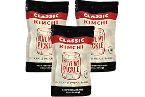 Olive My Pickle Organic Kimchi Fermented - 48 oz | 3 Pack of Classic Probiotic Napa Cabbage Kimchi | Fresh Korean Kimchi with Natural Probiotics for Gut Health - Perfect for Ramen & Spicy Noodles