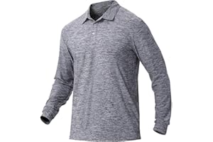 NAVISKIN Men's Polo Shirts Long Sleeve Golf Shirts with Collar UPF 50 SPF Shirt for Men Quick Dry Moisture Wicking