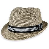 Belfry Men/Women Summer Straw Pork Pie Trilby Fedora Hat in Blue, Tan, Black