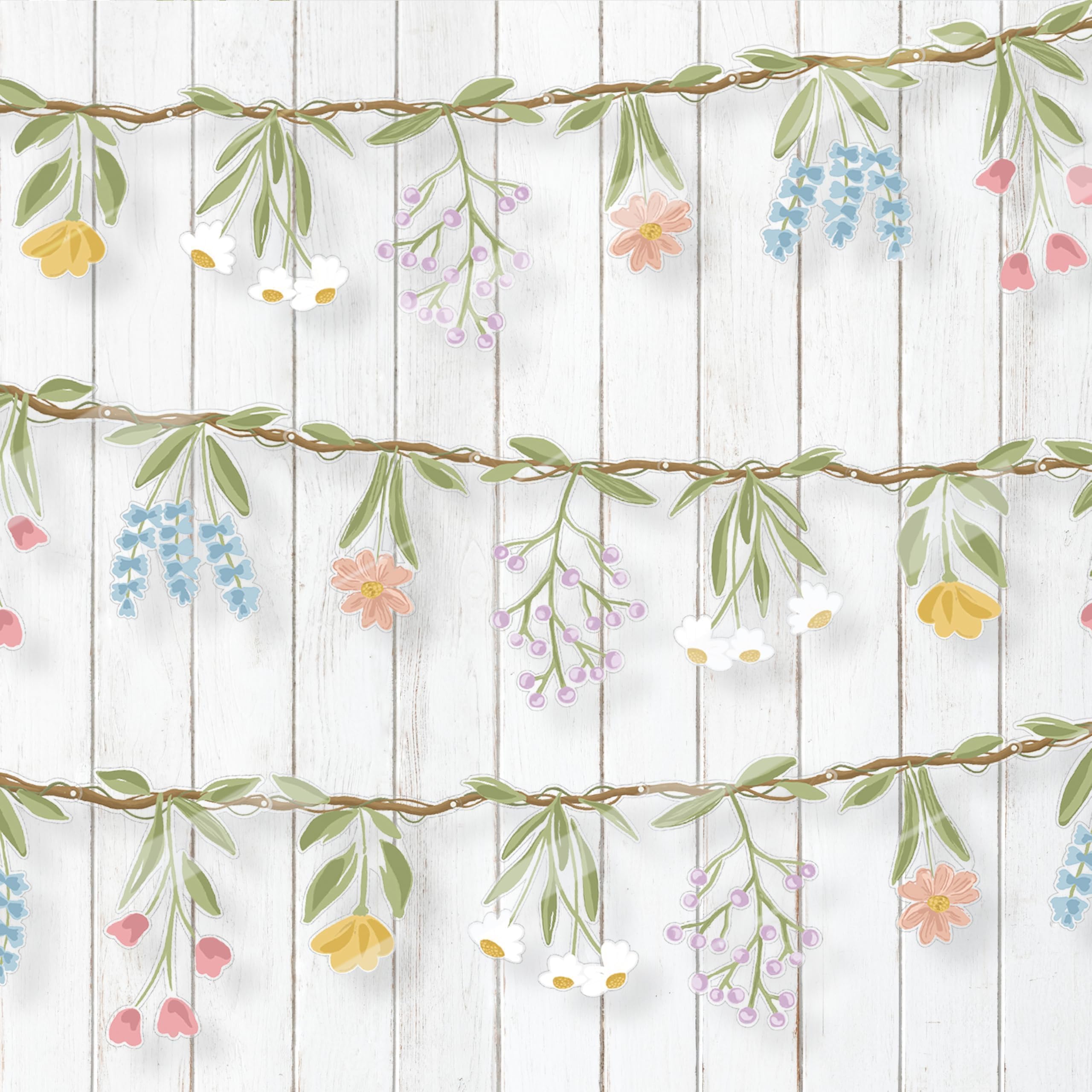 Cheerland Flower Banner Wildflower Garland for Enchanted Garden Party Woodland Theme Picnic Wedding Baby Shower Birthday Onederland Tea Party Supplies Girl Party Decorations 2pcs