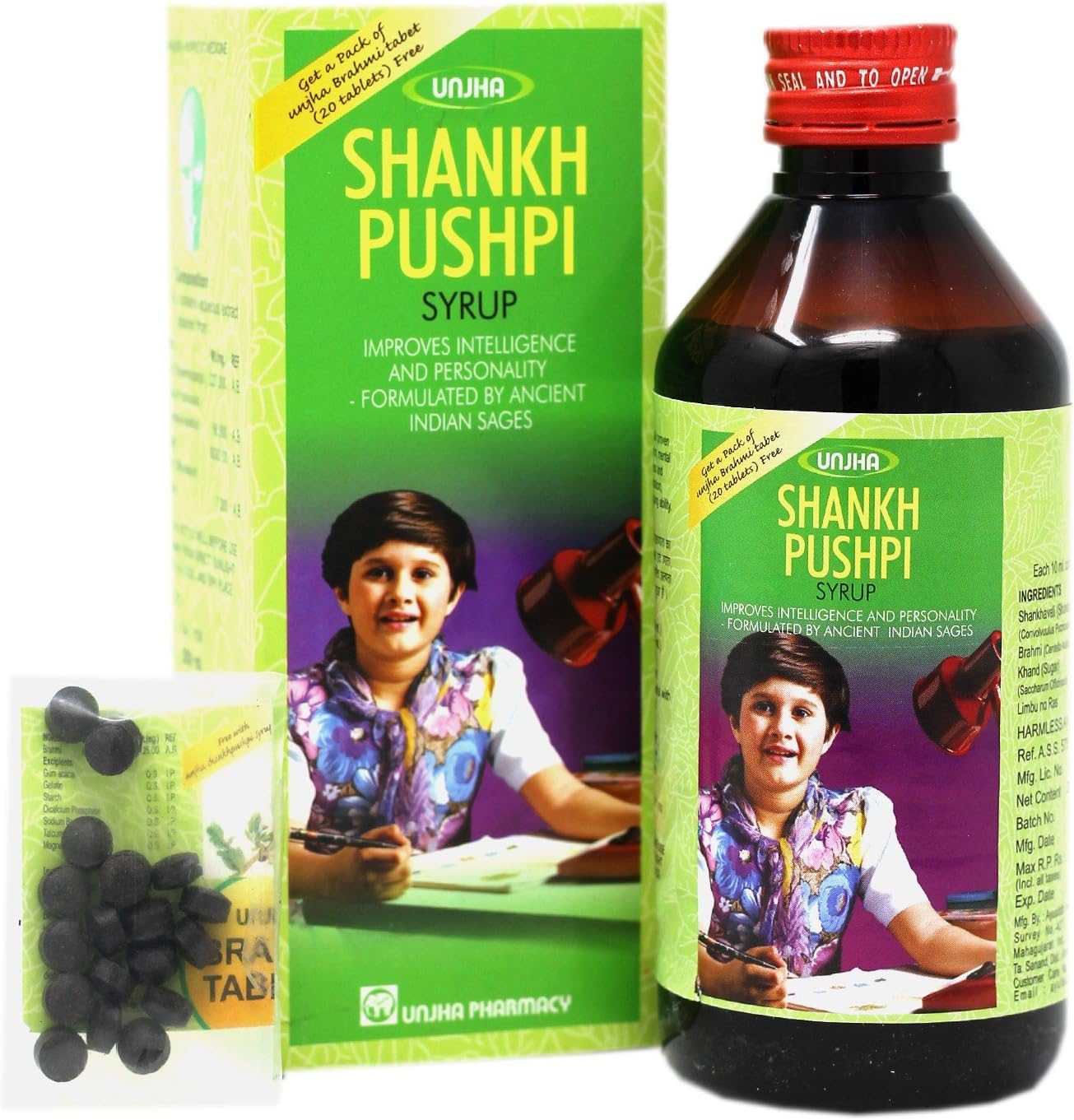 Unjha Shankhpushpi Sarbat With Brahmi Tablet (450ml pack of 2)