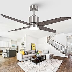 Vaczon 52 Inch Nickel Ceiling Fans with Lights and