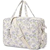 Quilted Duffle Bag for Women, Quilted Weekender Bag, Quilted Travel Bag, Large Floral Duffle Bags with Adjustable Straps
