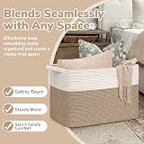 TIMEYARD 105L Extra Large Storage Basket Rectangular Cotton Rope White Brown view 5