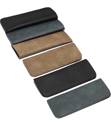 Slim Faux Leather Eyeglass Case Slip-In Design 2 Pack Pouch for Glasses Calabria Slim Faux Leather Eyeglass Case Soft Slip-In Design  main image 3