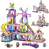 HOGOKIDS 3 Modes Girls Park Building Set - Friendship City Park Building Blocks Toy Set, Friends DIY Building Toys with Ferris Wheel, Spinning Carousel, Slide | Gifts for Girls Boys Age 8 9 10 11 12+