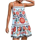 Floerns Women's Sleeveless Cami Dress Floral Flounce Hem Summer Short Dresses