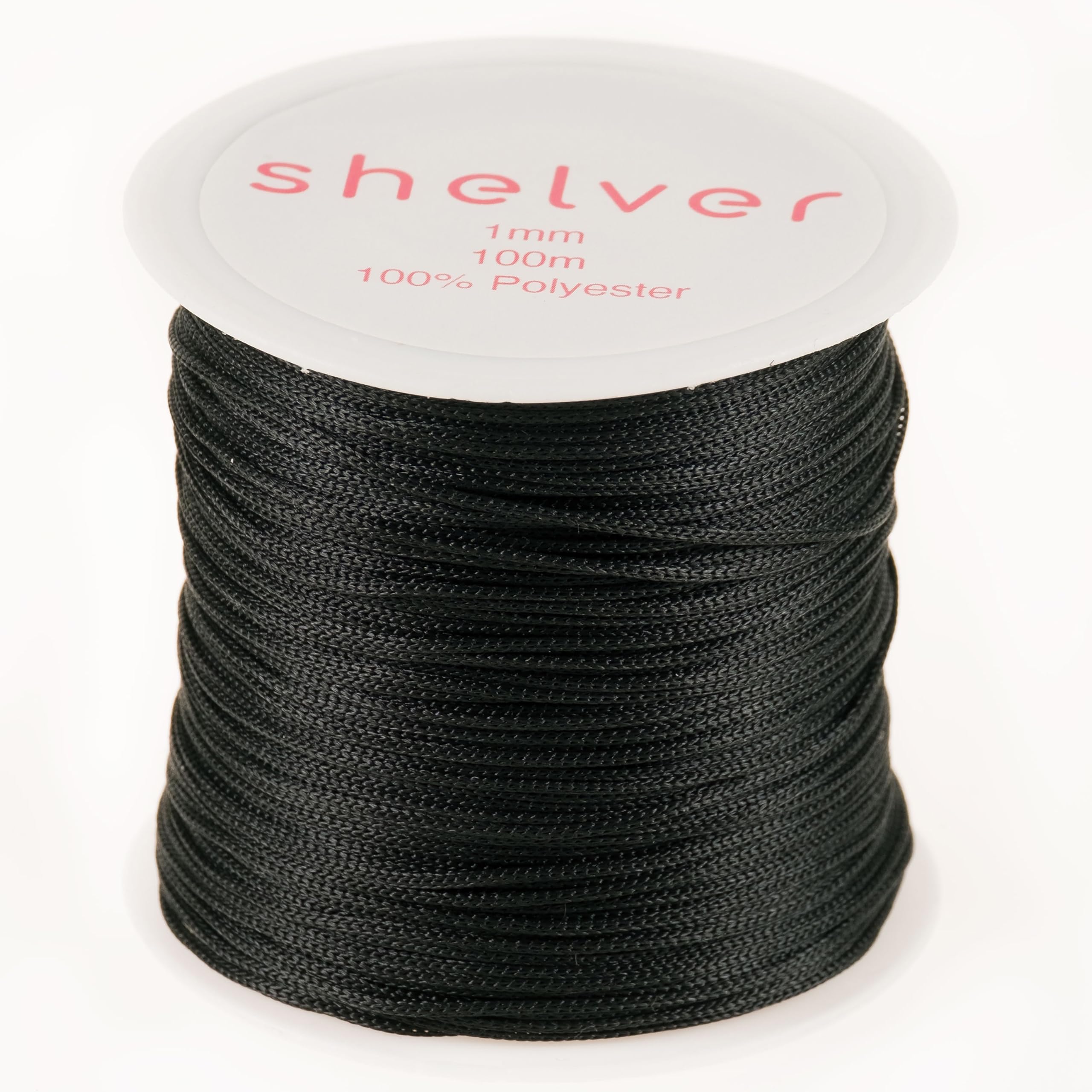 1mm Black String x 100m, Nylon Cord, Available in 26 Colours, Bracelet Making, Other Crafts (BLACK)