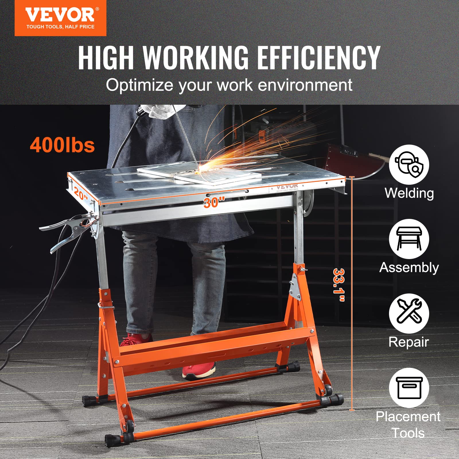 Work Table Wall Guide Rails Mua VEVOR Welding Table 30