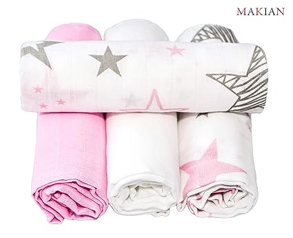 MAKIAN Mulltücher/Mullwindeln/Spucktücher / 4er Pack, 80x80cm, schadstoffgeprüft Öko-Tex Standard 100, 100% BW, doppelt geweb