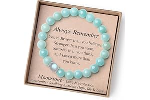 THEMEROL Christmas Gifts for Kids/Teens/Women-Anxiety Relief/Love/Protection-Handmade Natural Crystal Bracelets with Inspirational Card