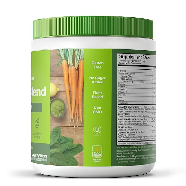 AMAZING GRASS GREENS BLEND ENERGY: SMOOTHIE MIX, SUPER GREENS POWDER & PLANT BASED CAFFEINE WITH MATCHA GREEN TEA & BEET ROOT POWDER, LEMON LIME, 30 SERVINGS (PACKAGING MAY VARY)