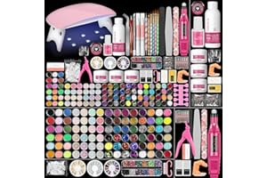 COSCELIA 93pcs Acrylic Nail Kit for Beginners with Everything Complete Nail Kit Acrylic Set with Drill and U V Light 45pcs Acrylic Powder 48pcs Decoration Powder Glitter Nail Rhinestones DIY Starter Kit Gifts