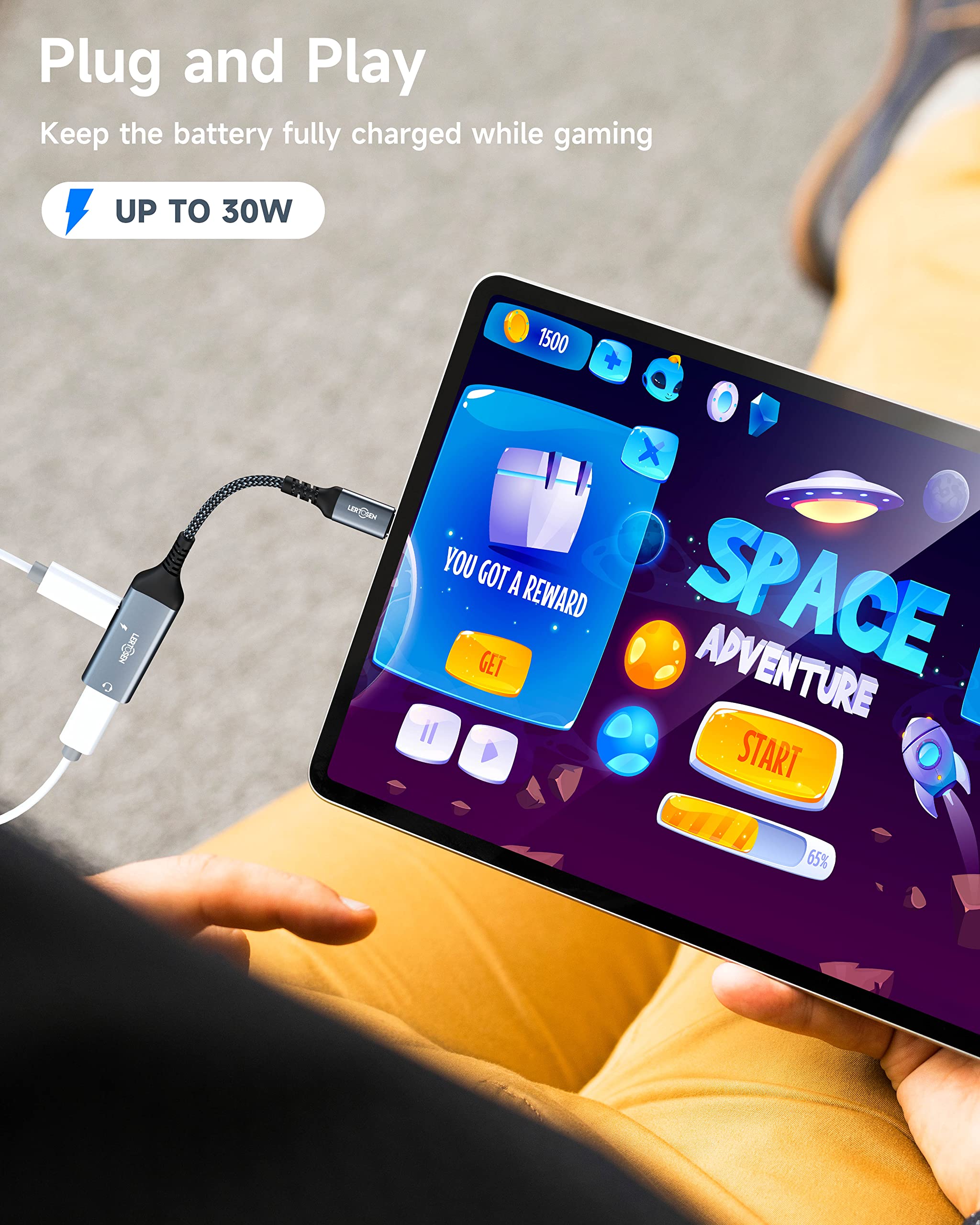 LERTOSEN USB C Splitter, Dual USB C Headphone and Charger Adapter,2-in-1 Type C Audio Dongle Cable with PD 60W Fast Charging Support Call Music for Pixel 4 3 2 XL,Galaxy S24 S23 S22 S21 S20,Xperia