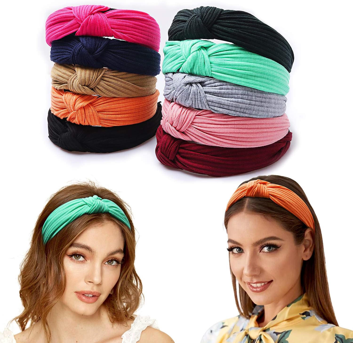 FOLAI Headbands for Women 10 Packs Fabric Hair Band Accessories Elastic Head Wrap Cute Outdoor Hair Accessories - Image 5