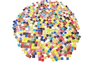 BTMIEY 500PCS / 1.1LB Square Ceramic Mosaic Tiles, 0.4 x 0.4 inch Handmade Making Creative Micro Mosaic Tiles for DIY Art and Home Decorations (Mix Color)
