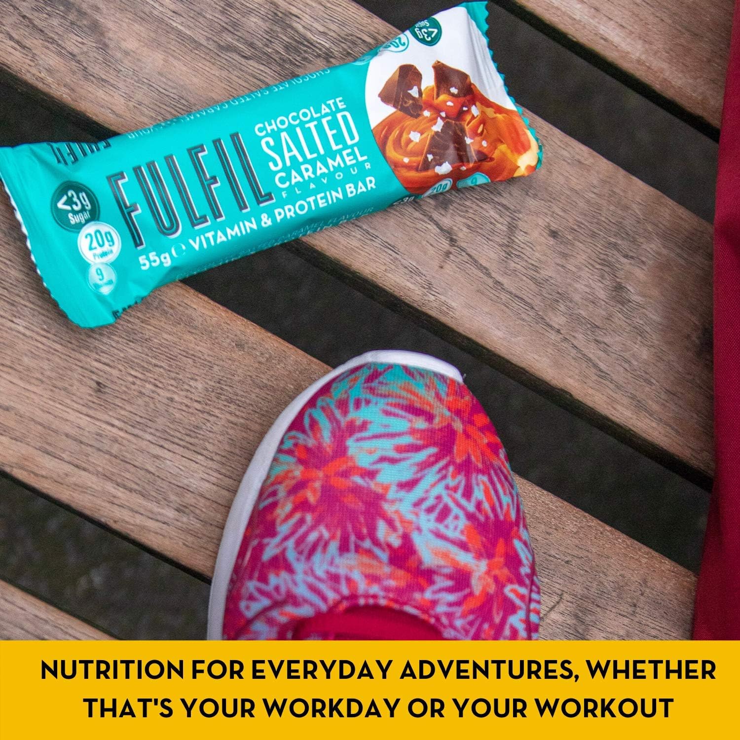 FULFIL Vitamin and Protein Bars (15 x 55 g Bars) - Chocolate Salted Caramel Flavour - 20 g High Protein; 9 Vitamins; Low Sugar - Image 3