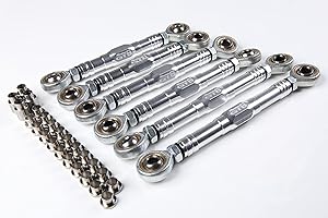 GTBRACING GTB Front/Rear/Steering Aluminum Linkage Pull Tie Rod Set for 1/5 RC Car Losi Desert Buggy DBXL-E 2.0 Upgrade Parts (Silver, Front+Rear+Steering)