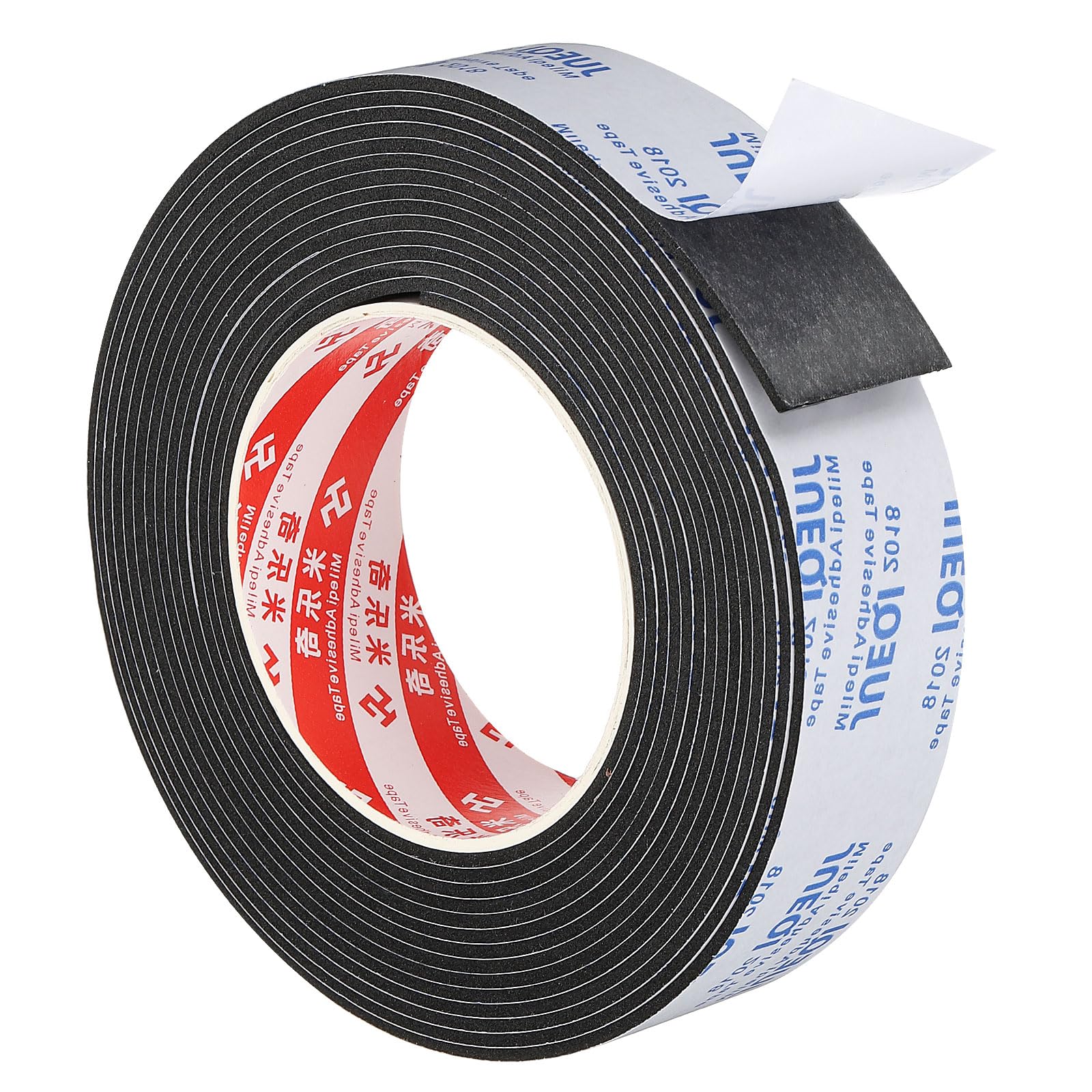 PATIKIL 5m/16.4ft Sealing Foam Tape, 35mm Wide 2mm Thick Single Sided Weather Stripping Door Furniture Seal Strip for Window Pipes Insulation, Black
