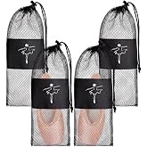 Shappy 4 Pcs Mesh Dance Pointe Shoes Bag for Women Girls Black | Ballet Dancer Print, Breathable Mesh Keeps Shoes Fresh, Organizer for Dance Class Recital, Suitable for Women Girls
