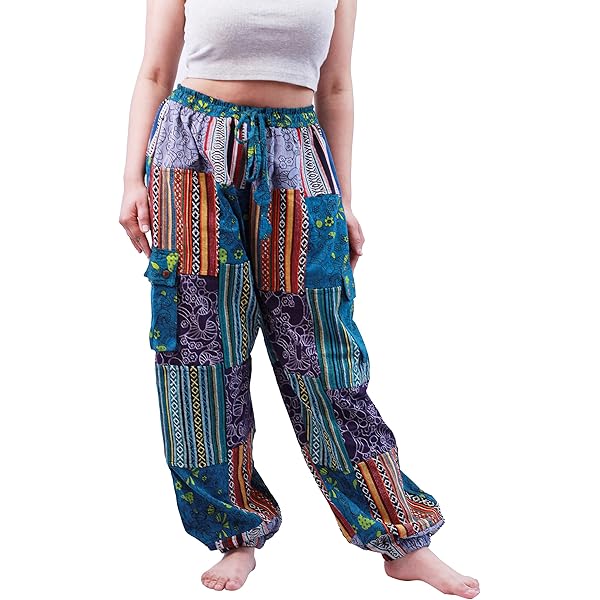 パンツ eaphi cotton lace patchwork pants SMihono Women's Cotton Linen Lace Patchwork Design High