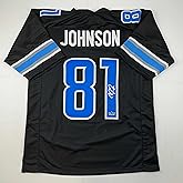 Facsimile Autographed Calvin Johnson Detroit Black Reprint Laser Auto Football Jersey Size Men's XL