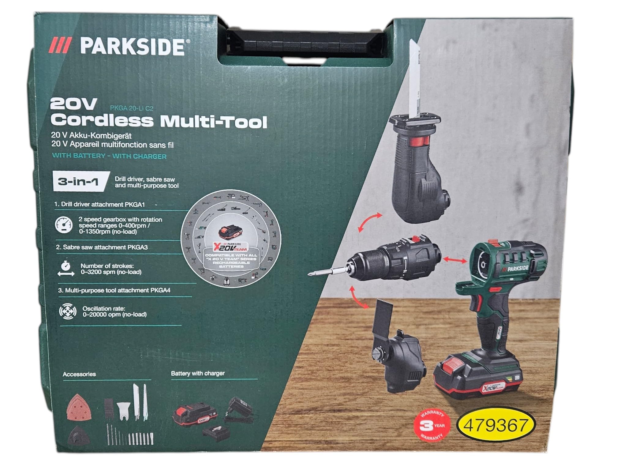 4 in 1 Multi-Tool Cordless Screwdriver, Multi-Function Sander, Jig Saw, Drill