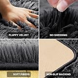 MOONLIGHT20015 Black Shag Rug 60x110cm Non-Slip Ultra Soft Plush Carpet view 3