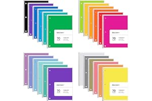 Bilinny Spiral Notebook 24 Pack of 12 Bright & 12 Pastel Colors, 1 Subject, Wide Ruled, Notebooks for School - 8X10.5 Inch - 70 Sheets