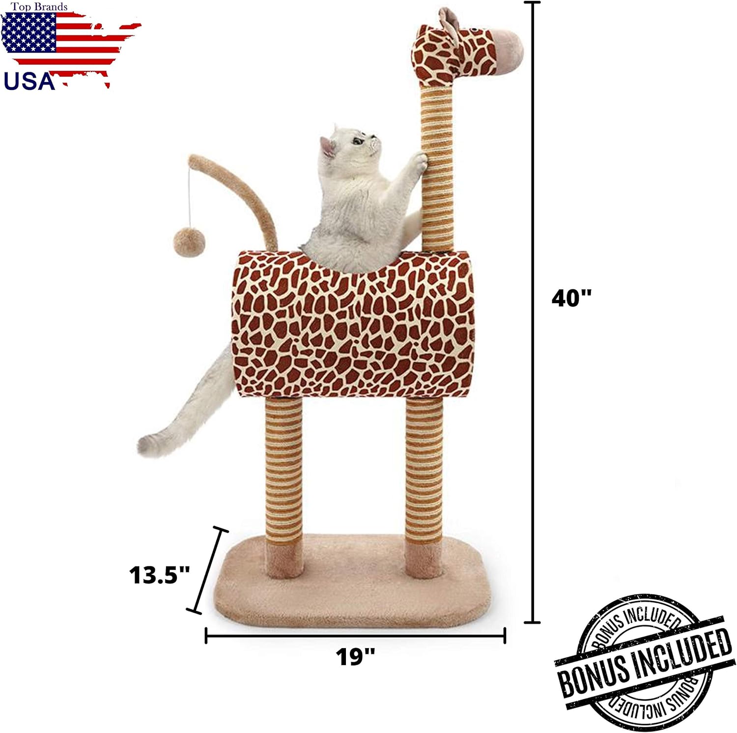 TOPKITCH Activity Cat Tree Condo with Scratching Posts &, Activity Tower Cat Play House Furniture (Giraffe) : Pet Supplies
