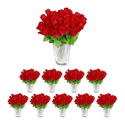 Relaxdays 480 X Kunstrosen Rot Kunstblumen K nstliche Dekoblumen Mit 
