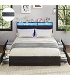Amazon.com: Kiivakii Full Size Bed Frame with Headboard, LED