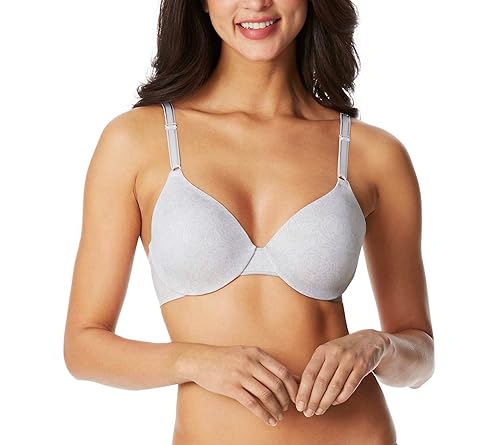 Warner's Women's Cushioned Underwire Lightly Lined T-Shirt Bra 1593, Platinum Floral, 38D