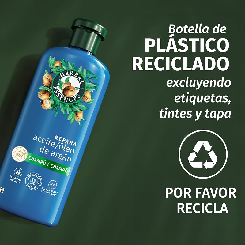 Argán Champú Reparador, Pelo Dañado, Sin Siliconas, 350ml
