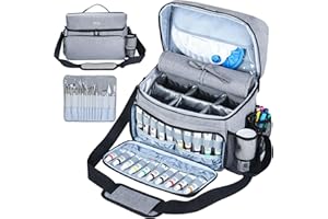 POCDUORG Acrylic Paint and Brush Set Organizer Bag - Carrying Case Compatible with Apple Barrel, Shuttle Art, Caliart Art Supplies - Includes Detachable Paint Brush Holder - for Travel/Outdoor Sketching (Gray)