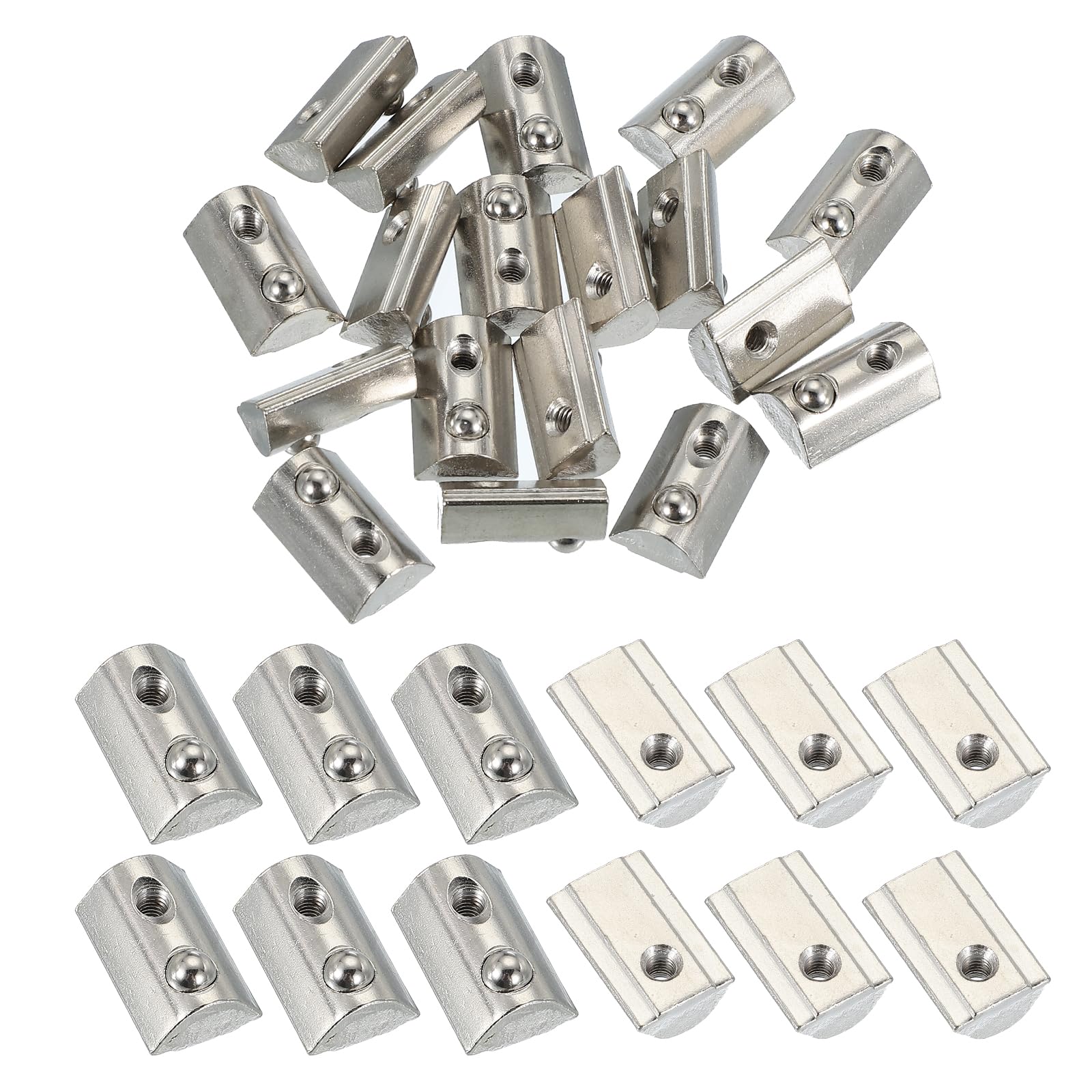 PATIKIL 4040 Series M4 t Slot Nuts, 20pcs Roll-in Spring Ball Loaded Elastic Nuts with 8mm Slot for Aluminum Extrusion Profile Rail 3D Printer, Silver