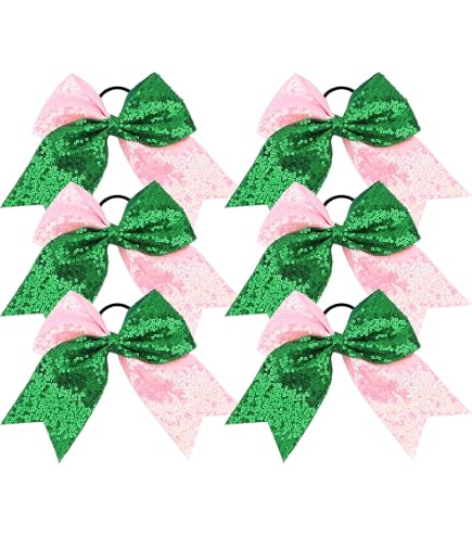 12 Pcs Witch Hair Accessories Glitter Pink Green Bows Scrunchies for Girls 81uq-1UbGeL._AC_UL200_SR200,  main image 4