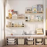 Onlysky Set of 4 Wall Mounted Kid's Bookshelf Wooden Floating Nursery Shelves view 2