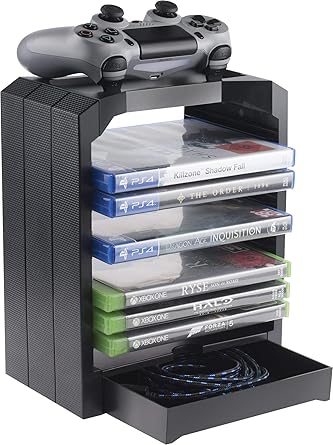 Geekhome Universele Games Storage Tower Voor Maximaal 10 Games Extra Vak Voor Accessoires Opbergmogelijkheid Voor Controller Geschikt Voor Playstation 5 Xbox Series S X Xbox One Ps4 Ps3 Blu Rays Amazon Nl