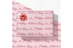 GIOLNIAY Mother's Day Wrapping Paper - Pink & Red Happy Mother's Day Design for Mom Birthday Gift Wrap - 28 x 40 Inches, 4 Folded Sheets, Easy to Store