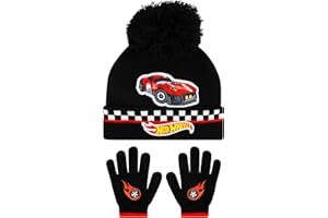 Hot Wheels Cars Hat And Gloves | Kids Winter Hat | Kids Hat And Gloves Set | One Size Black
