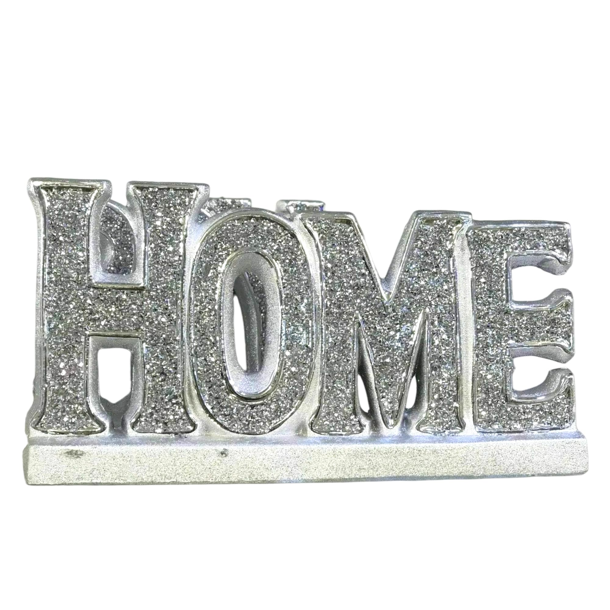Crystal Crown Silver Bling ' HOME ' crushed diamonds sparkle ornament, Words Sign Free Standing Love Desk/Shelf/Home Wall Decoration Art