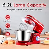 Aucma Stand Mixer 6.2L 1400W Tilt-Head with Dough Hook Whip Beater Red view 2