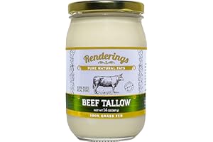 PROPER FOODS FOR LIFE Renderings Gold Label Beef Tallow, 100% Grass-fed, Gourmet Cooking, Baking, & Frying, Traditional Skincare Ingredient, Silky Smooth No Odor for Face & Skin (Pack of 1)