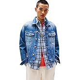 Tommy Jeans mens Lightweight Denim Trucker Jacket With Embroidered Logo