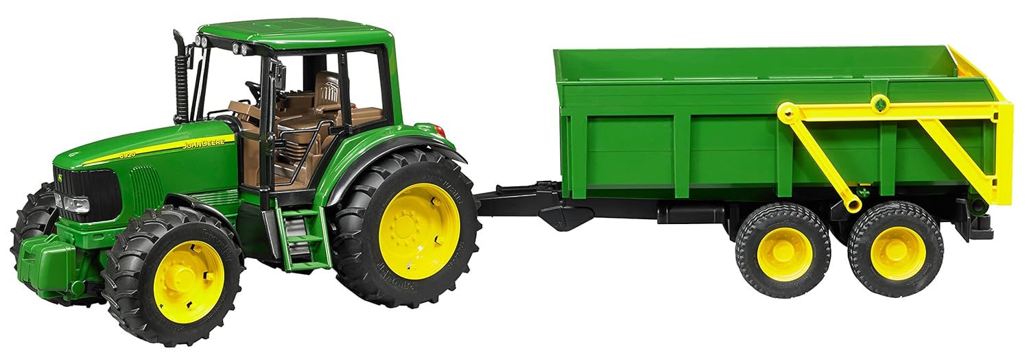 Bruder Tractor John Deere con remolque