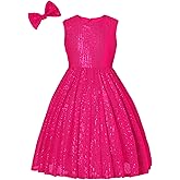 EXARUS Girls Sparkly Sparkle Dress Sleeveless Sequin Party Special Occasion Formal Sequence Dress