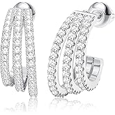 ZELORES 14k Gold Plated Chunky Hoop Earrings for Women Cubic Zirconia Split Hoop Earrings Lightweight Open Hoop Earring Gold Silver Thick Huggie Hoop Earrings