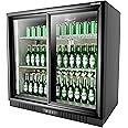 Frostronics 36 Inch 228 Cans Double Door Back Bar Beverage Cooler, 6.5 cu. ft. Under Counter Glass Bar Fridge With Sliding Door, Lockable, 32-50F Display Refrigerator, ETL & NSF7 Certified