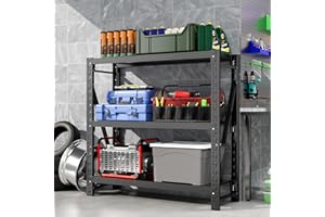 Hzdbhd Garage Shelving Unit 1 Set Rustproof 50“W Heavy Duty Storage Shelves Easy Assembly 3 Tier Adjustable Metal Steel Utility Shelf Rack Garage Storage Organize for Tools Basement,Warehouse